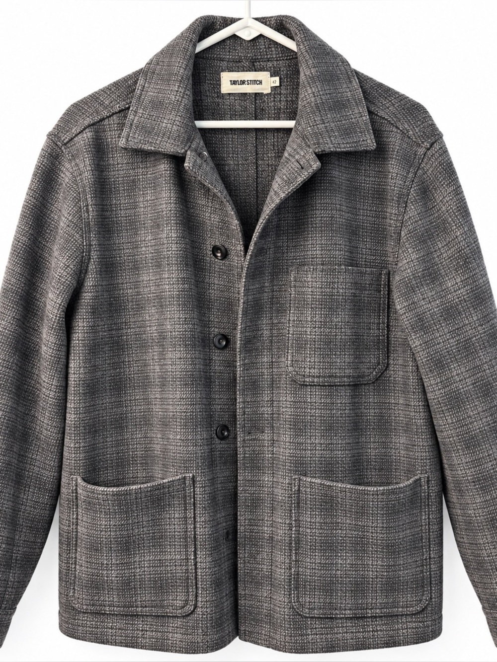 Taylor Stitch Gray Plaid Wool Blend Work Jacket